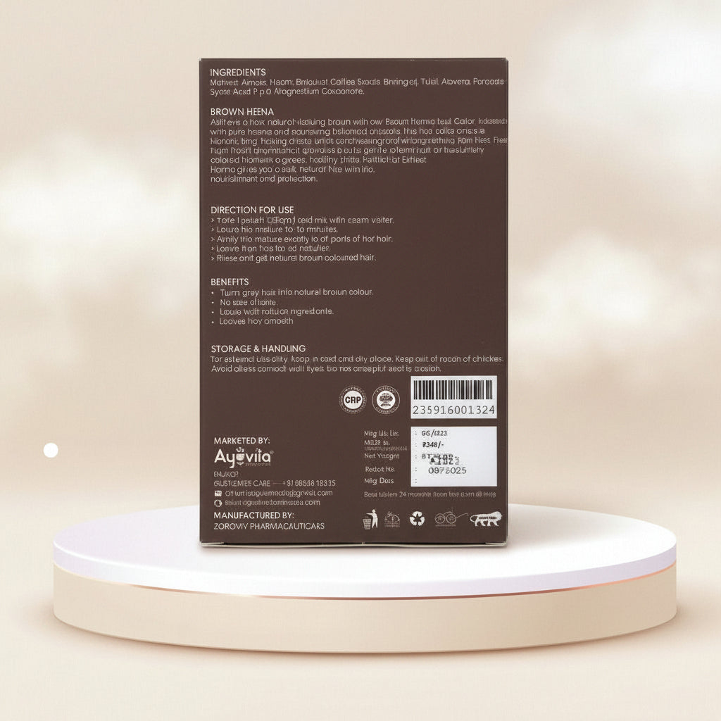 Product label with ingredients and directions on a blue and yellow background
