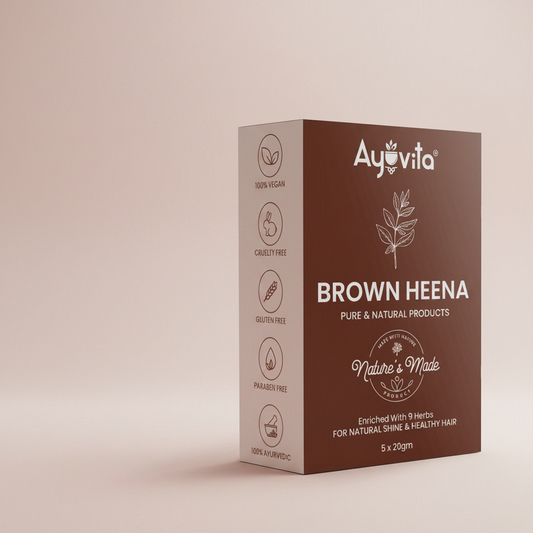 Ayuvita Brown Heena packaging on a green background