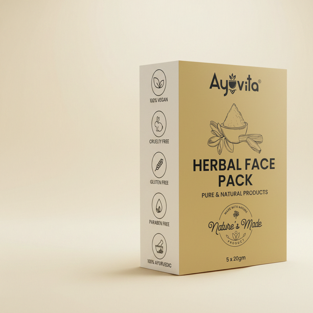 Ayuvita Herbal Face Pack box on a green background