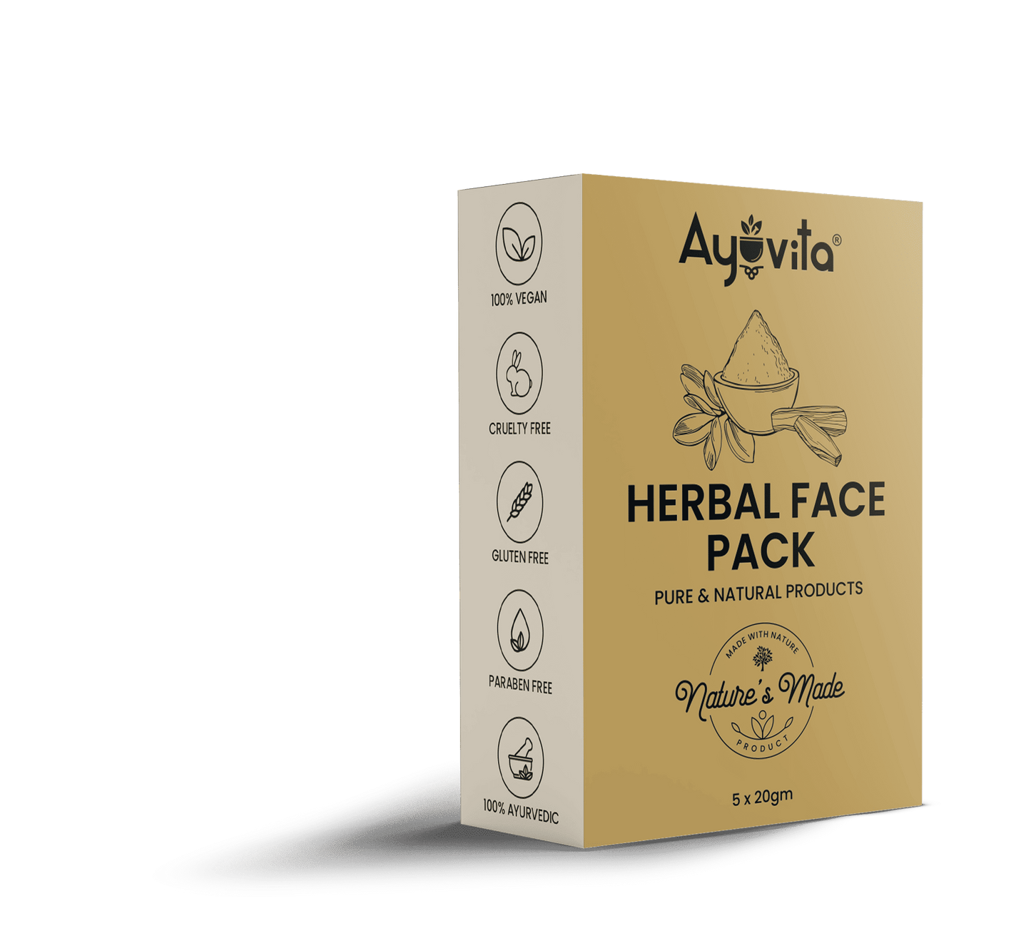 Ayuvita Herbal Face Pack box on a green background