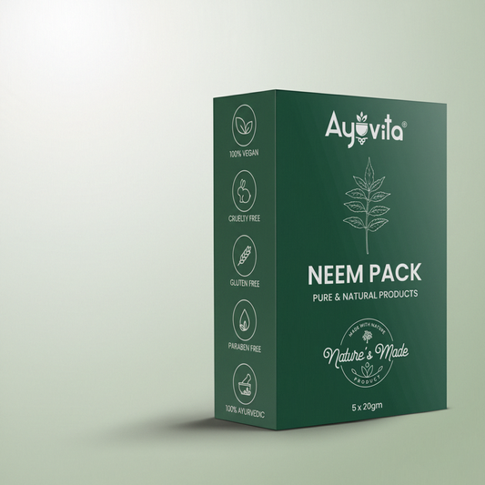 Ayuvita Neem Pack packaging on a green background