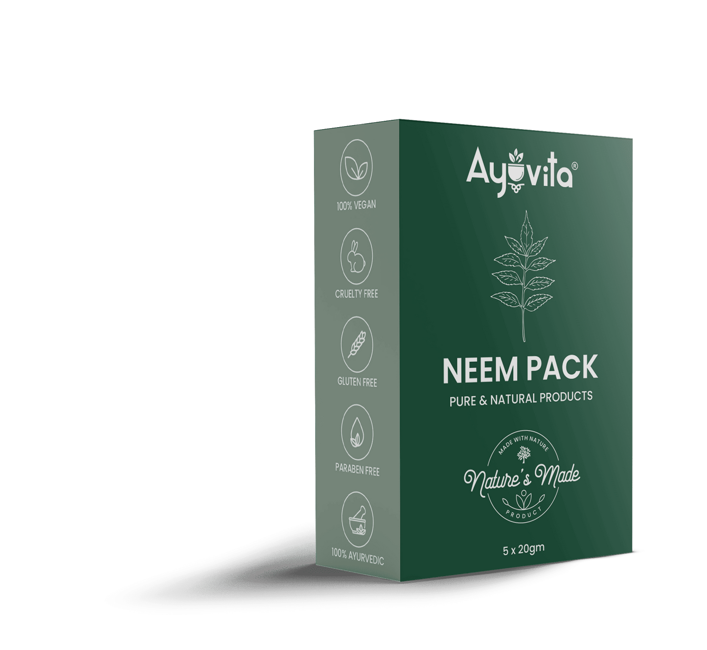 Ayuvita Neem Pack packaging on a green background