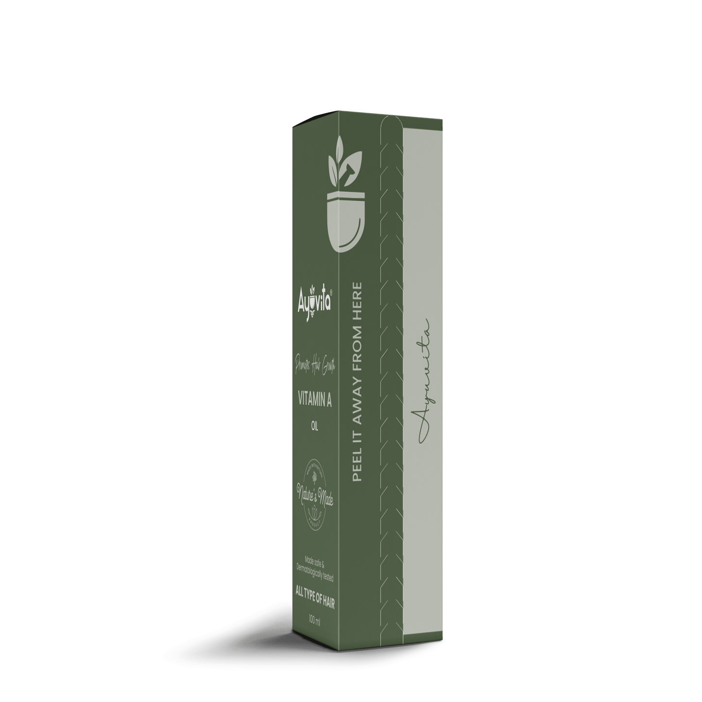 Green skincare product packaging with brand logo on a green background