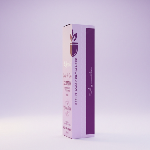 Purple box with text and a logo on a green background