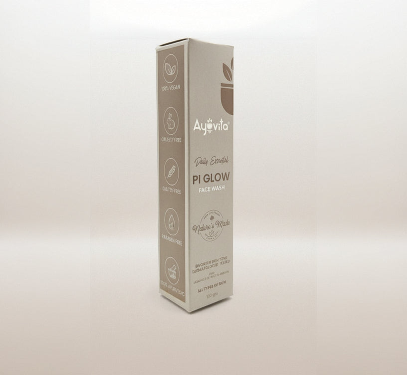 Box of Ayovita Pi Glow Face Wash on a white background
