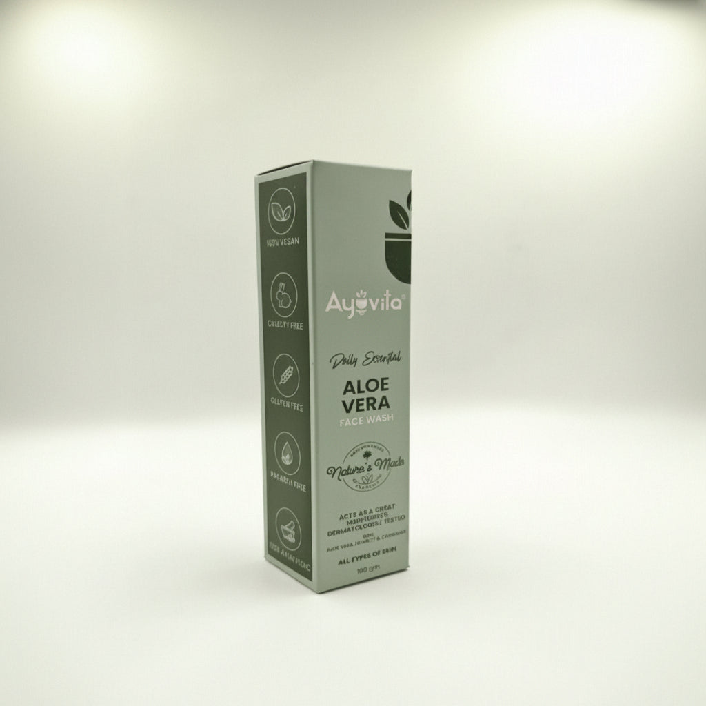AyuVita Aloe Vera face wash packaging on a white background