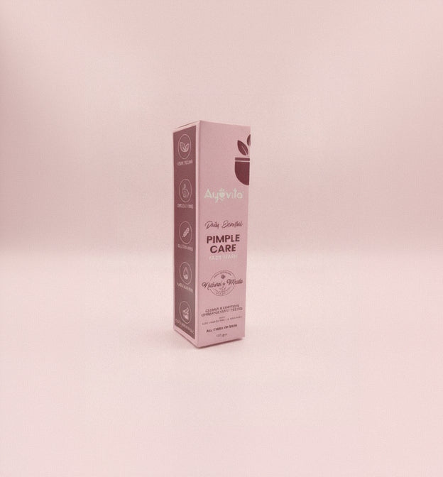 Pink box of Ayovita Pimple Care Face Wash on a white background