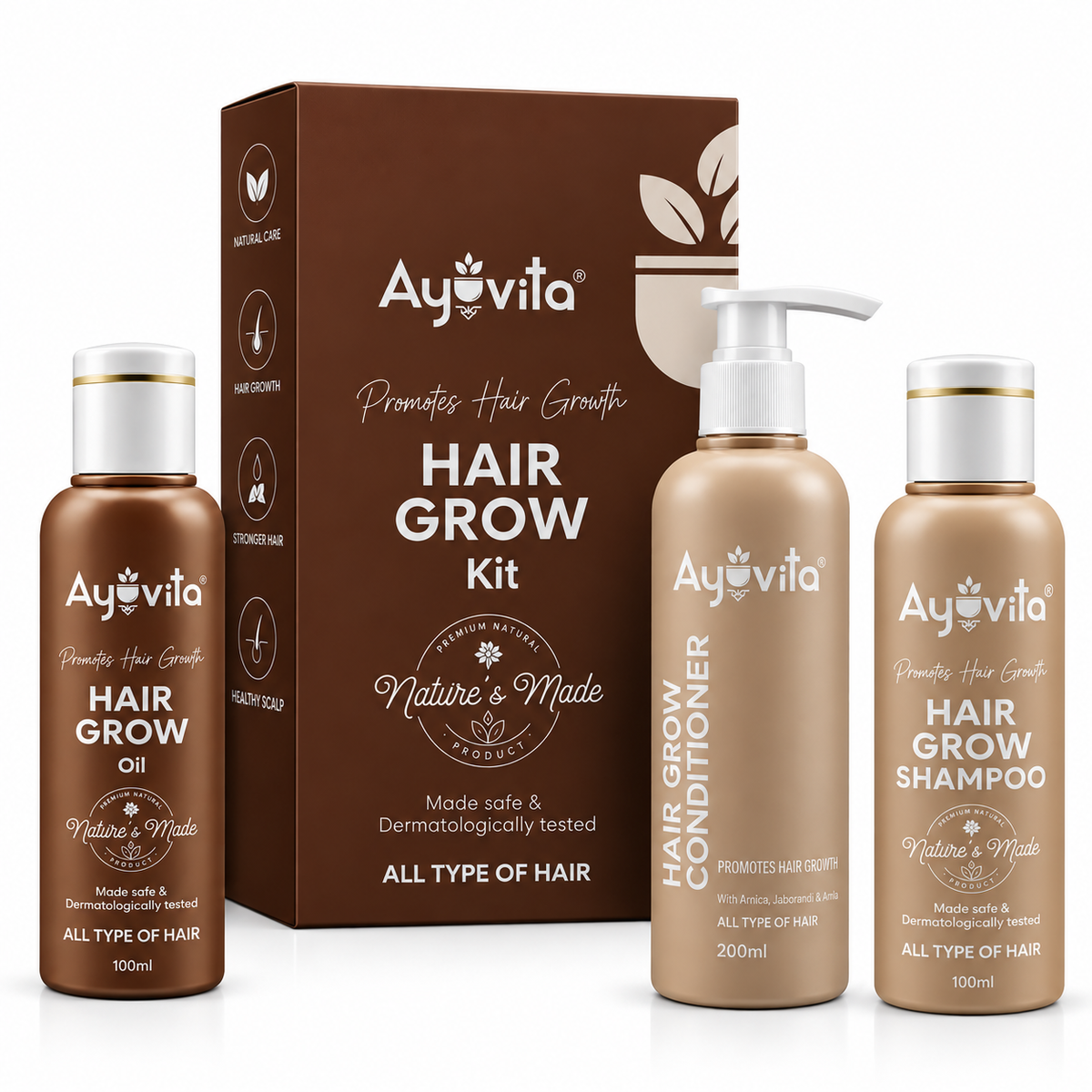Ayuvita Hair Growth Kit – Hair Grow Oil, Shampoo & Conditioner